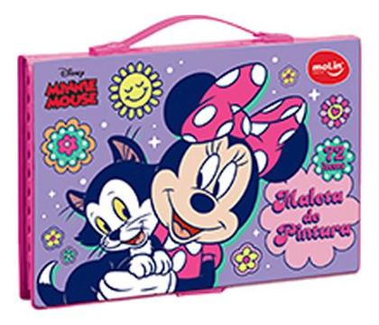 Imagem de Kit Maleta Pintura Estojo Escolar Canetinha Minnie 72 Pçs