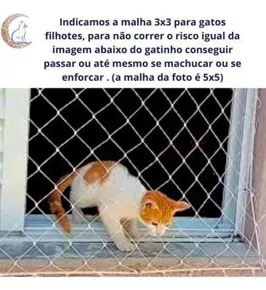 Imagem de Kit Malha 3x3 Rede Tela de Proteção 1.40X5.50 Para Gatos Filhotes, Pássaros e Crianças (5.50x1.40)