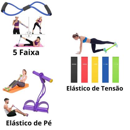 Imagem de Kit Malhação Em Casa Com 5 Mini Band Elástico E Pé Elástico de Tensão Confortável