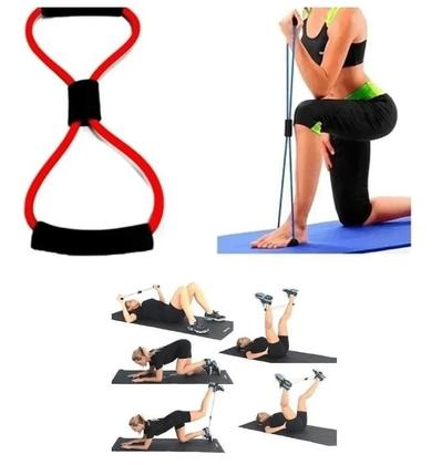 Imagem de Kit Malhação Em Casa Com 5 Mini Band Elástico E Pé Elástico de Tensão Confortável