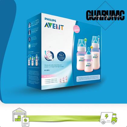 Imagem de Kit Mamadeira Avent Clássica Rosa - 125ml + 260ml + 330ml -Philips Avent SCD809/42