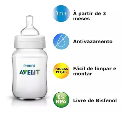 Imagem de Kit Mamadeiras Classica ANTI-COLICA 125/260/330ML Philips AVENT SCD372/03