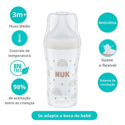 Imagem de Kit Mamadeiras Nuk Perfect Match 260ml Mais 3 Meses Fluxo Médio