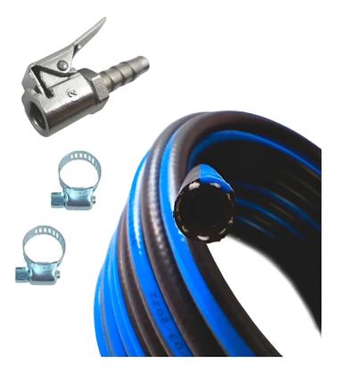 Imagem de Kit Mangueira 10 m 1/4 com Bico Encher Pneu  Acessório para Compressor de Ar, Oficina e Auto