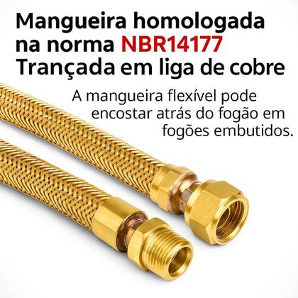 Imagem de Kit Mangueira Cobre 60cm Registro Adaptador Gás Cooktop