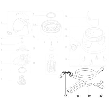 Imagem de Kit Mangueira Corrugada Preta com 4un Extensor Bocal Compatível com Aspirador Electrolux FlexS
