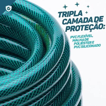 Imagem de Kit Mangueira de Jardim 20M Trançada Verde Esguicho Famastil