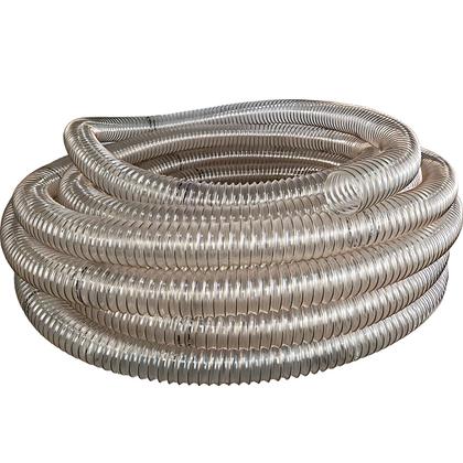 Imagem de Kit Mangueira Vácuo Sucção Ar PU Transparente Cobreado 2.1/2 Polegada - 30 Metros Londribor