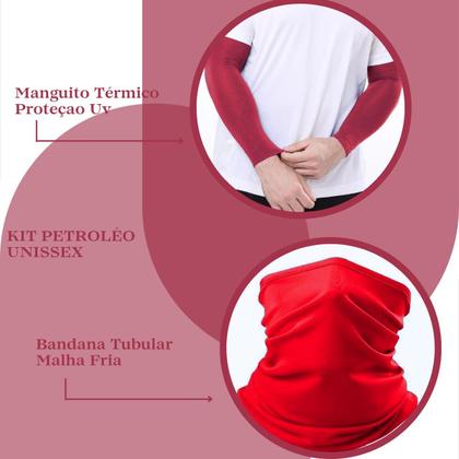 Imagem de Kit Manguito Compressão Proteção Solar Cobre Braço Bandana Tubular Cobre Rosto Protege Rosto Uv 50 Frio Sereno Sol Marca Sigma