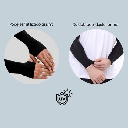 Imagem de Kit Manguito Proteção UV50+ Manga Longa + Joelheira Anti-impacto Vôlei Futsal Handball Pares Unissex