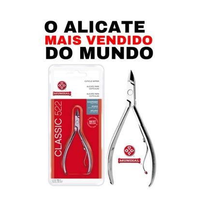 Imagem de Kit Manicure 5 Peças Alicate Mundial + Palito 2x1 + Desencravador + Espátula + Raspador