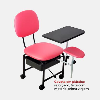 Imagem de Kit Manicure Cadeira Cirandinha Cadeira de Cliente Carrinho Forty Estofado Pink