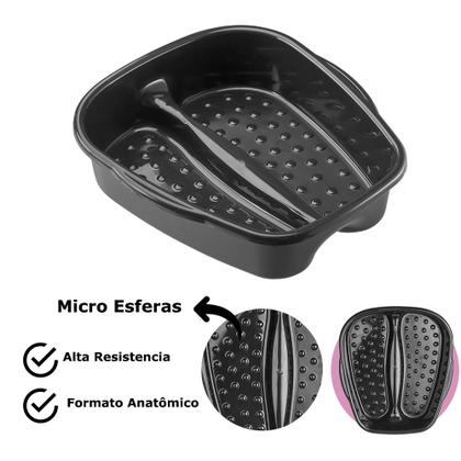 Imagem de Kit Manicure e Pedicure Tigela mão + Bacia Pés + Porta acetona Salão de Beleza Cores Dompel - Preto