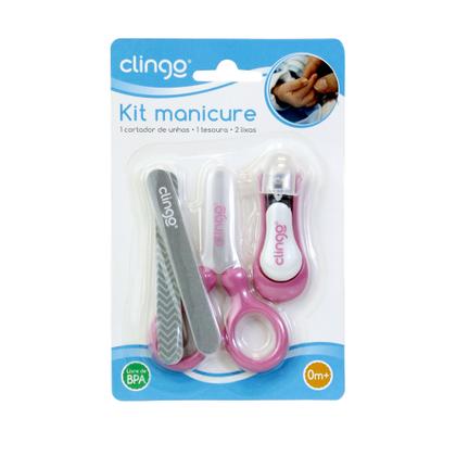 Imagem de Kit Manicure Infantil com Tesoura e Cortador Rosa
