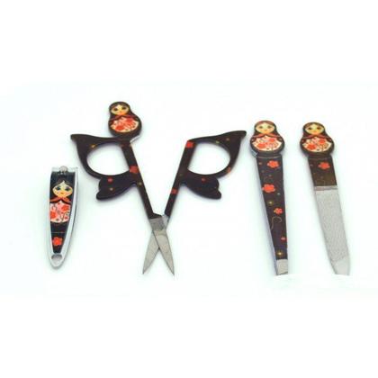 Kit Manicure Luxo Mulher Tesoura Pinça Lixa e Cortador - SANTA CLARA Imagem de Kit Manicure Luxo Mulher Tesoura Pinça Lixa e Cortador