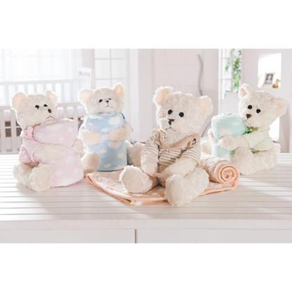 Imagem de Kit Manta com Bichinho Urso Pelúcia Bebe Infantil 