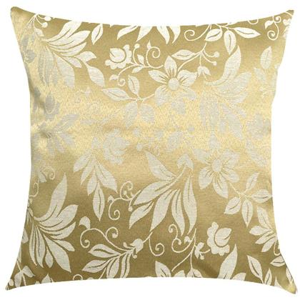 Imagem de Kit Manta Floral e 4 Capas de Almofadas Dourado 45cmx45cm