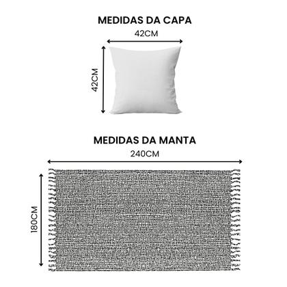 Imagem de Kit Manta Para Sofá Bege + 2 Capas De Almofada Com Zíper
