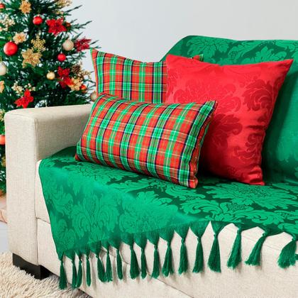 Imagem de Kit Manta Para Sofá Natal com 2 capas 45x45 e 1 capa 30x50