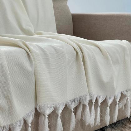 Imagem de Kit Manta Xale de Sofá e Cama Cru Rústico com 2 Capas de almofadas Decorativas