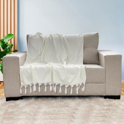 Imagem de Kit Manta Xale de Sofá e Cama Cru Rústico com 2 Capas de almofadas Decorativas