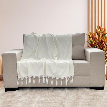 Imagem de Kit Manta Xale de Sofá e Cama Cru Rústico com 2 Capas de almofadas Decorativas