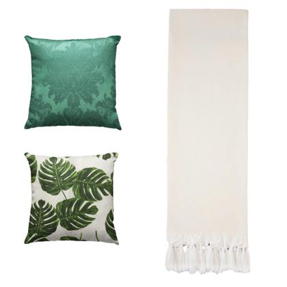 Imagem de Kit Manta Xale de Sofá e Cama Cru Rústico com 2 Capas de almofadas Decorativas