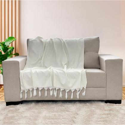 Imagem de Kit Manta Xale de Sofá e Cama Cru Rústico com 2 Capas de almofadas Decorativas