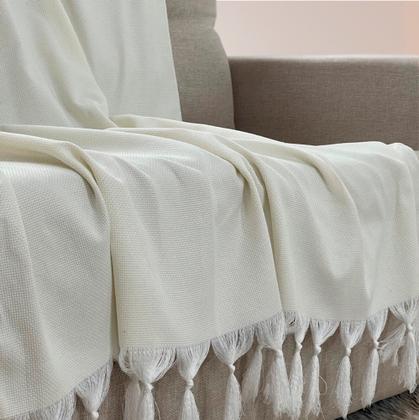 Imagem de Kit Manta Xale de Sofá e Cama Cru Rústico com 2 Capas de almofadas Decorativas