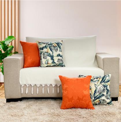 Imagem de Kit Manta Xale de Sofá e Cama Cru Rústico com 2 Capas de almofadas Decorativas