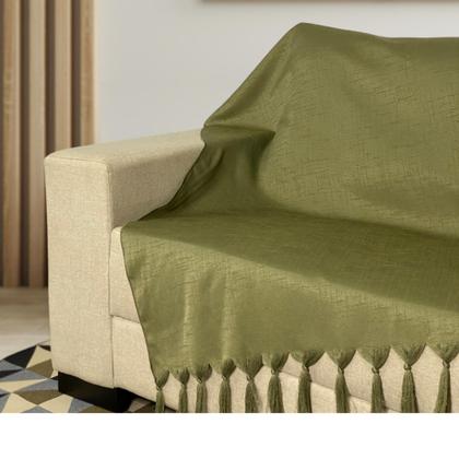 Imagem de Kit Manta Xale de Sofá Lisa Com 2 Capas De Almofada