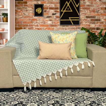 Imagem de Kit Manta Xale de Sofá Páscoa Decorativa Com 3 Capas Para Almofada