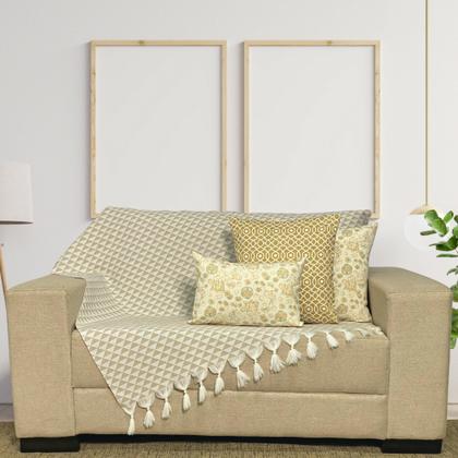 Imagem de Kit Manta Xale de Sofá Páscoa Decorativa Com 3 Capas Para Almofada