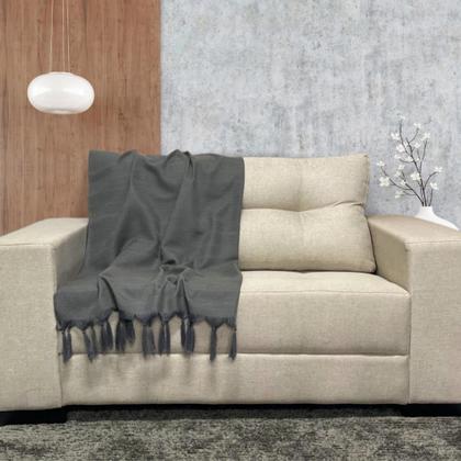 Imagem de Kit Manta Xale Grande para Sofá e Cama Lisa Com 2 Capas de Almofada