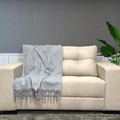 Imagem de Kit Manta Xale Grande para Sofá e Cama Lisa Com 2 Capas de Almofada
