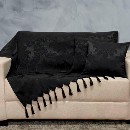 Imagem de Kit Manta Xale Grande Para Sofá E Cama Protetora Com 2 Almofadas Cheias