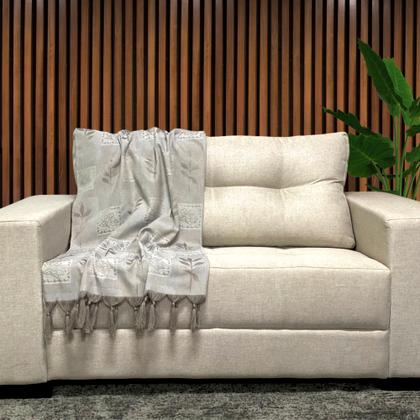 Imagem de Kit Manta Xale Grande Para Sofá E Cama Protetora Com 2 Almofadas Cheias