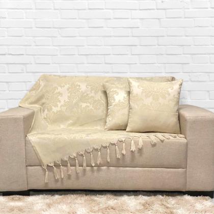 Imagem de Kit Manta Xale Grande Para Sofá E Cama Protetora Com 2 Almofadas Cheias