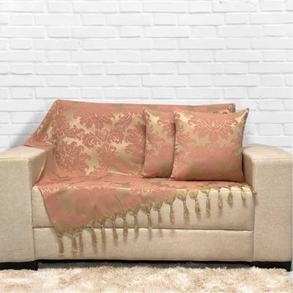 Imagem de Kit Manta Xale Grande Para Sofá E Cama Protetora Com 2 Capas de Almofada