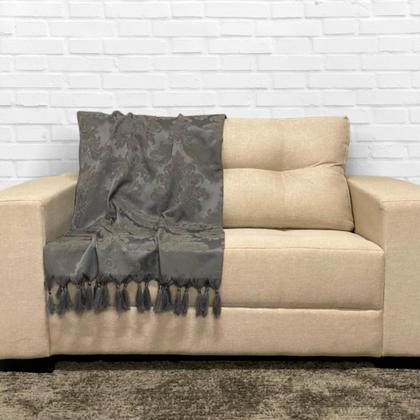 Imagem de Kit Manta Xale Grande Para Sofá E Cama Protetora Com 2 Capas de Almofada