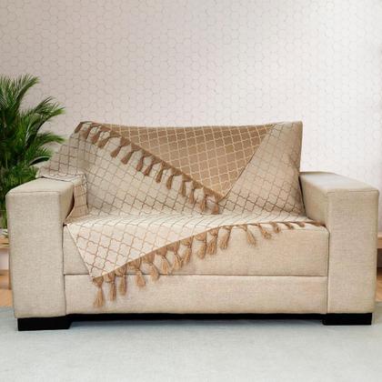 Imagem de Kit Manta Xale Grande Para Sofá E Cama Protetora Com 2 Capas de Almofada