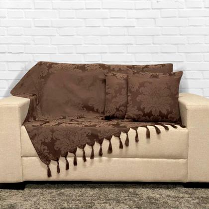 Imagem de Kit Manta Xale Grande Para Sofá E Cama Protetora Com 2 Capas de Almofada