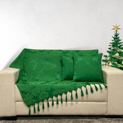 Imagem de Kit Manta Xale Grande Para Sofá E Cama Protetora Com 4 Almofadas CHEIAS