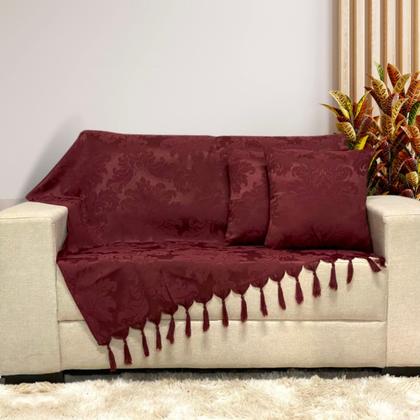 Imagem de Kit Manta Xale Grande Para Sofá E Cama Protetora Com 4 Almofadas CHEIAS
