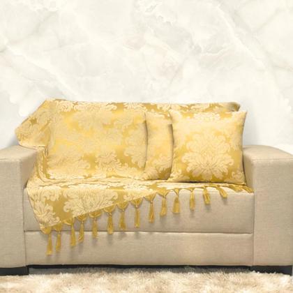 Imagem de Kit Manta Xale Grande Para Sofá E Cama Protetora Com 4 Almofadas CHEIAS
