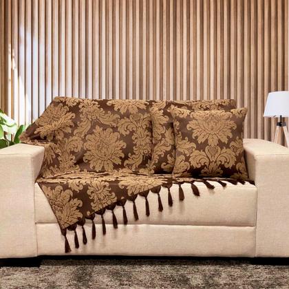 Imagem de Kit Manta Xale Grande Para Sofá E Cama Protetora Com 4 Almofadas CHEIAS