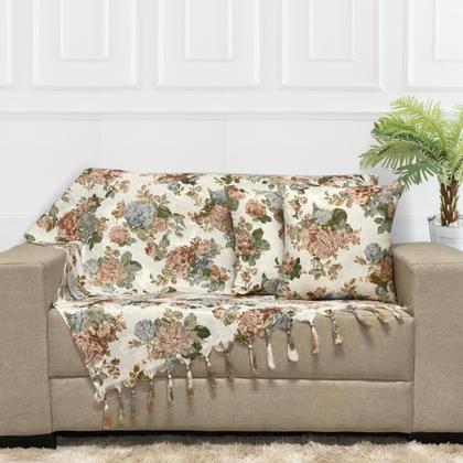 Imagem de Kit Manta Xale Para Sofá 4,00 X 2,80 Metros Com 4 Capas de Almofada