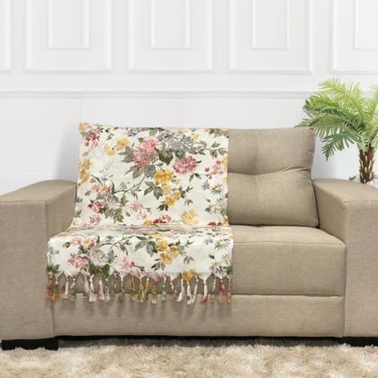 Imagem de Kit Manta Xale Para Sofá 4,00 X 2,80 Metros Com 4 Capas de Almofada