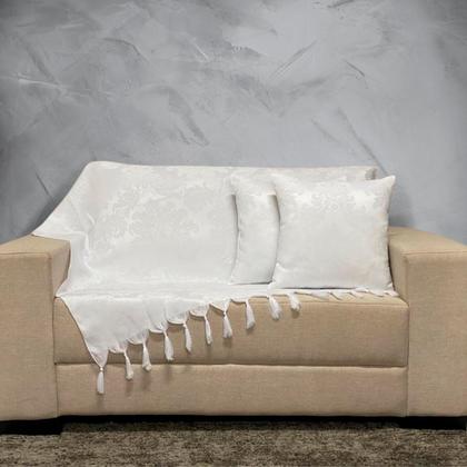 Imagem de Kit Manta Xale para Sofá e Cama Jaquard com 2 Capas de almofadas