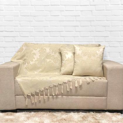 Imagem de Kit Manta Xale para Sofá e Cama Jaquard com 2 Capas de almofadas
